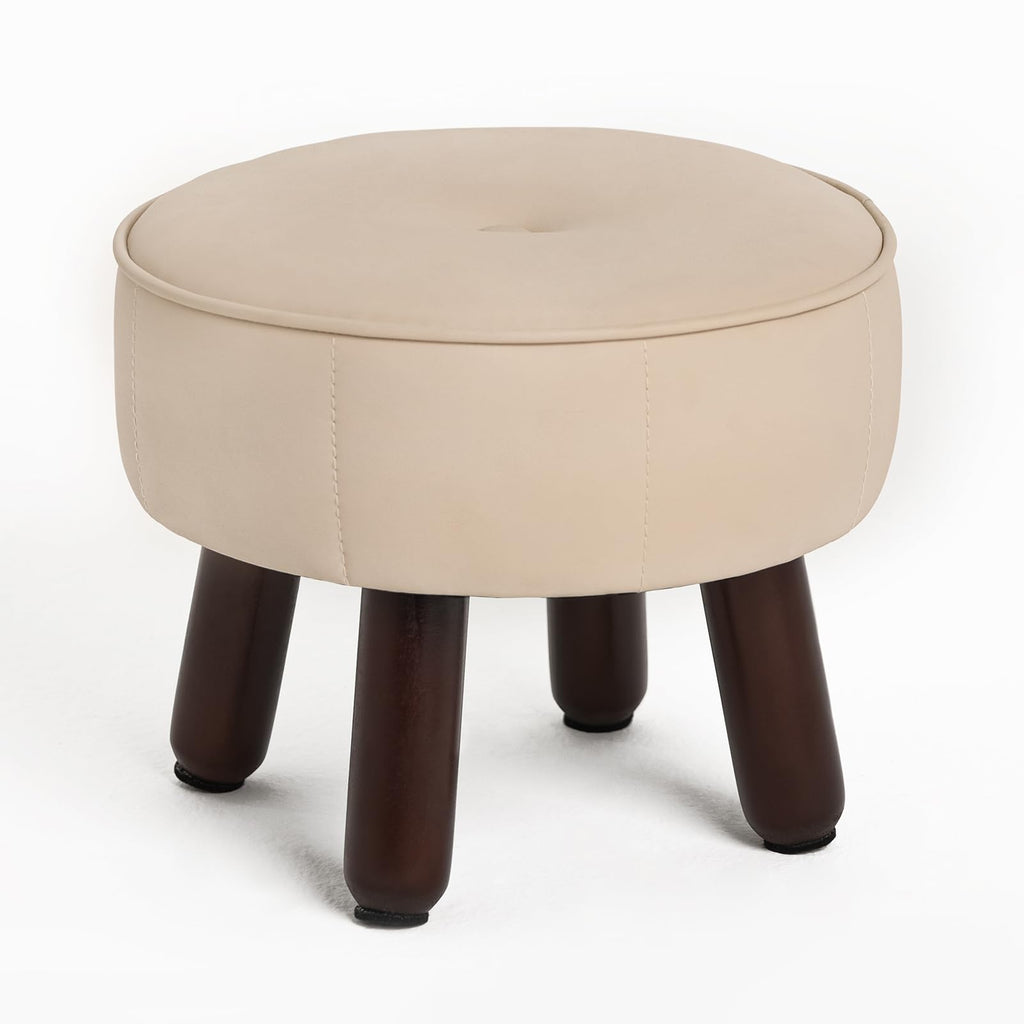 oakvivo 13in Small Foot Stool Ottoman, Round Faux Leather Foot Rest for Couch, Under Desk Pouf Footstool Footrest with Non-Skid Rubber Legs for Ling Room, Bedroom, 13''L x 13''W x 10.2''H, Green