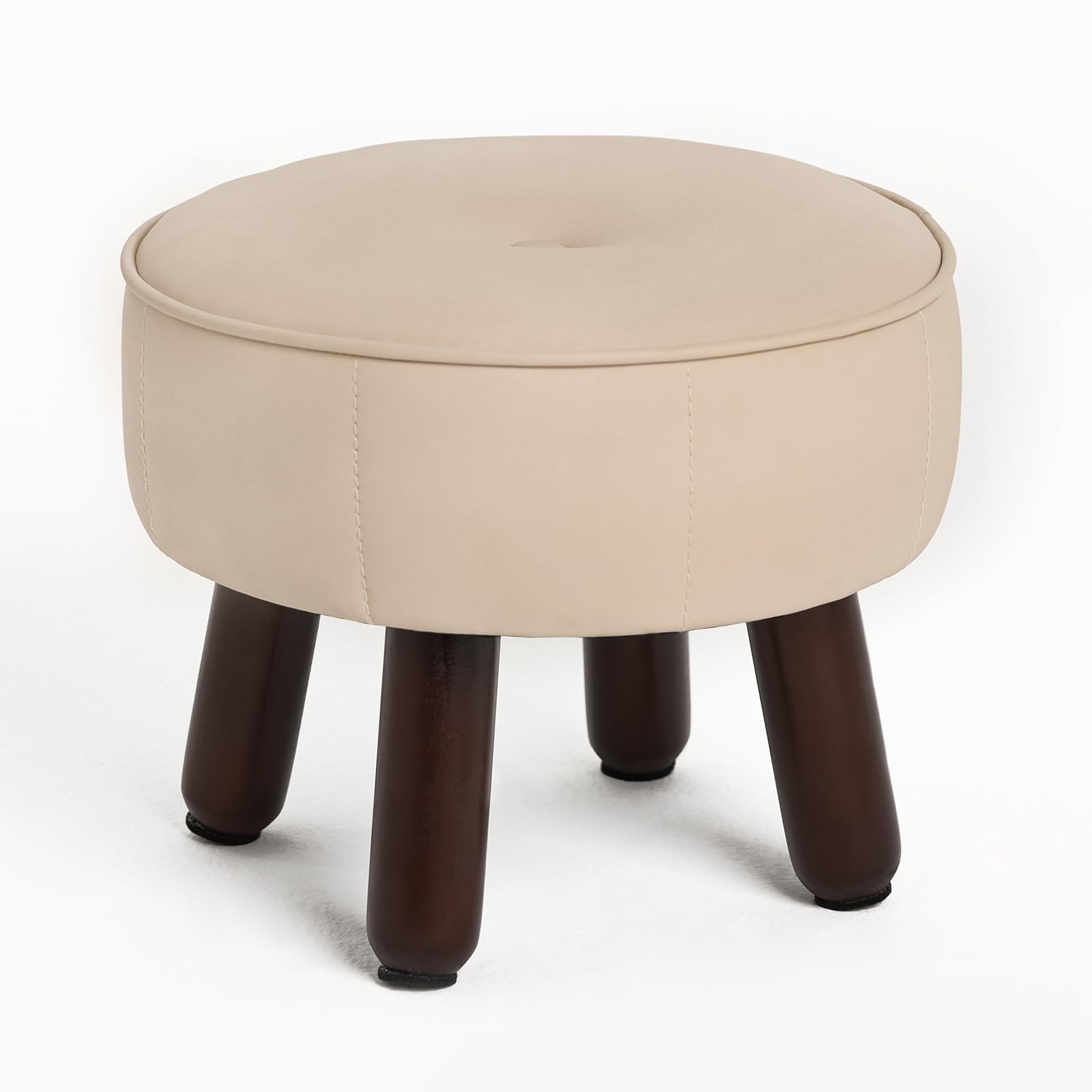 oakvivo 13in Small Foot Stool Ottoman, Round Faux Leather Foot Rest for Couch, Under Desk Pouf Footstool Footrest with Non-Skid Rubber Legs for Ling Room, Bedroom, 13''L x 13''W x 10.2''H, Green
