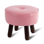 oakvivo 13in Small Foot Stool Ottoman, Round Faux Leather Foot Rest for Couch, Under Desk Pouf Footstool Footrest with Non-Skid Rubber Legs for Ling Room, Bedroom, 13''L x 13''W x 10.2''H, Green