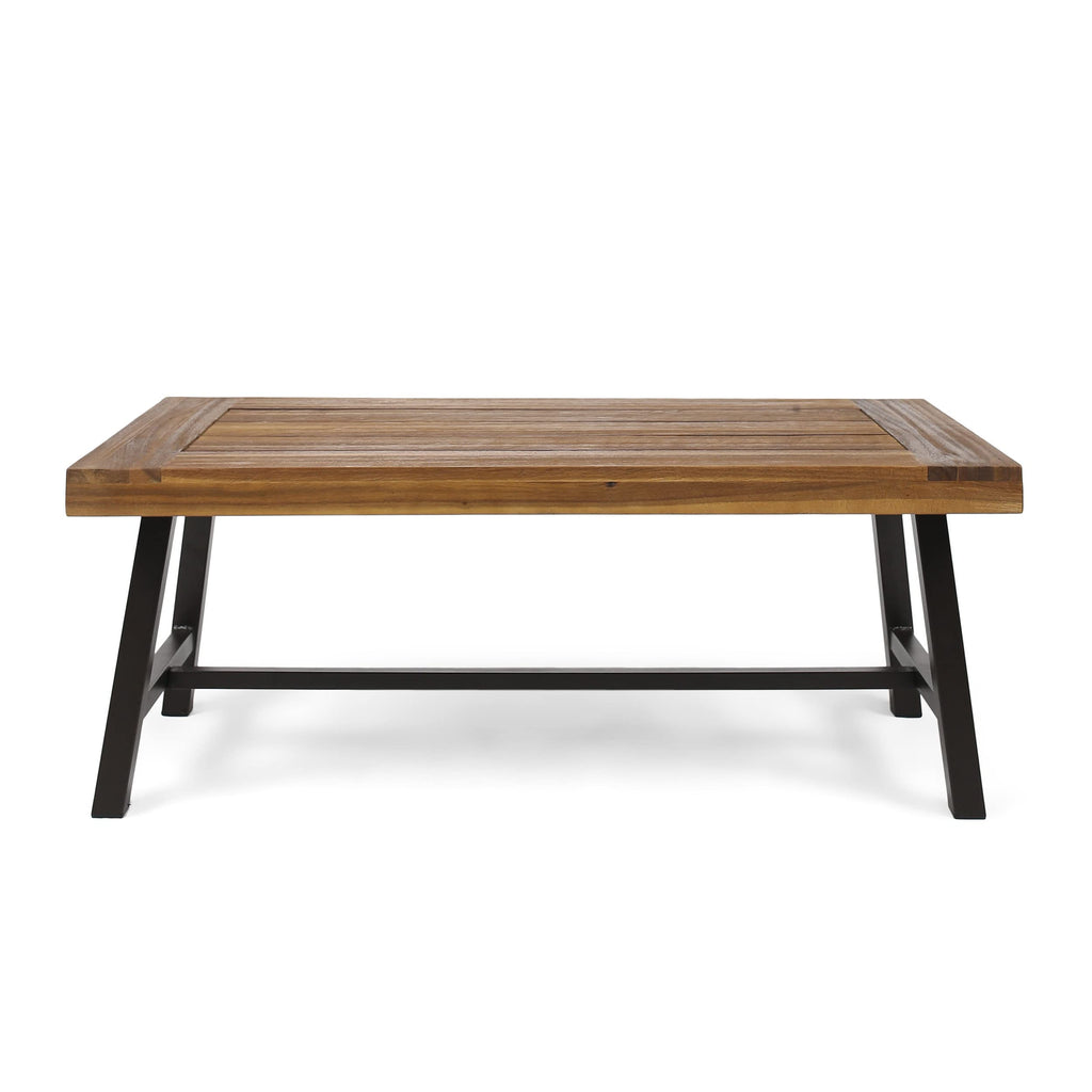 Christopher Knight Home Catriona Outdoor Acacia Wood Coffee Table, Teak Finish / Rustic Metal Brown and Black