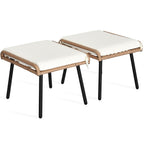 YITAHOME 2-Piece Outdoor Wicker Ottoman, All-Weather Patio Rattan Foot Rest with Cushions - Beige