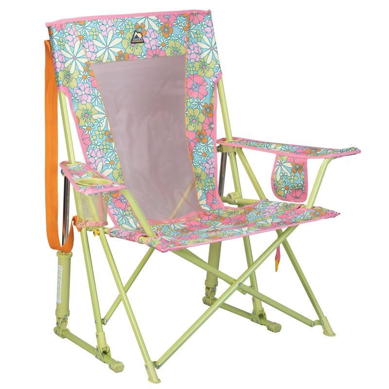 Outdoor Sweet Tea Comfort Pro Portable Folding Rocking Camping Chair with Armrests & Cup Holder