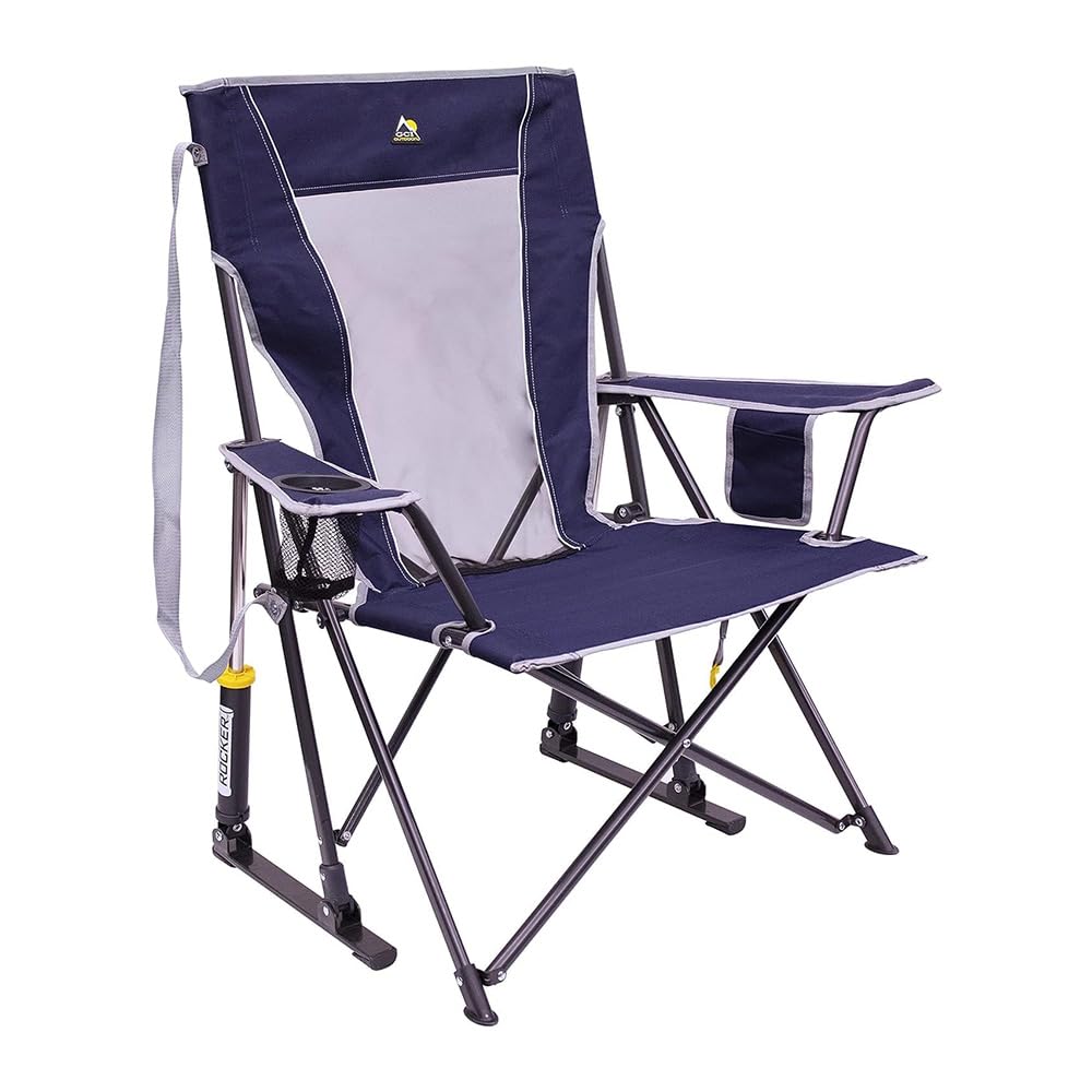 Outdoor Sweet Tea Comfort Pro Portable Folding Rocking Camping Chair with Armrests & Cup Holder