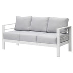 Wisteria Lane Patio Furniture Aluminum Loveseat, All-Weather Outdoor 2 Seats Sofa Couch, Black Metal Chair with Light Grey Cushions