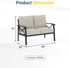 RoyalCraft Patio Loveseat, All-Weather Outdoor 2 Seats Sofa Couch, Khaki Metal Furniture with Beige Cushions