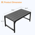 ODK Outdoor Coffee Table, Rectangle Weather-Resistant Patio Coffee Table for Garden, Balcony, Hot Tub, Poolside, Heavy-Duty Metal Frame, Black