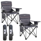 OUTSIDER Oversized Folding Camping Chair 300LB Capacity, Portable Outdoor Lawn Chairs with Ergonomic Lumbar Support, Cooler Bag, Cup Holder, Pockets, Headrest for Beach, Lawn, Hiking (Style-1, 1pc)