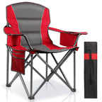 Oversized Padded Camping Chairs for Adults,Heavy Duty Support 400 Lbs,Folding Portable Lawn Chair w/Cup Holder,Cooler Bag,Side Pocket,Perfect for Outdoor Picnic,Hiking(Black)