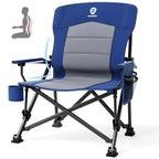 EVER ADVANCED Oversized Folding Camping Chair for Adults with Adjustable Lumbar Support, Heavy Duty Chair with Side Pockets, Portable Collapsible Quad Chair for Outside