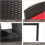 Tangkula Outdoor Rattan Loveseat, Patio Conversation Set with Cushions & Table, Modern Patented Wicker Sofa Set with Built-in Coffee Table, Rattan Sofas for Garden Lawn Backyard