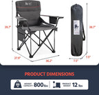 OUTSIDER Oversized Folding Camping Chair 300LB Capacity, Portable Outdoor Lawn Chairs with Ergonomic Lumbar Support, Cooler Bag, Cup Holder, Pockets, Headrest for Beach, Lawn, Hiking (Style-1, 1pc)
