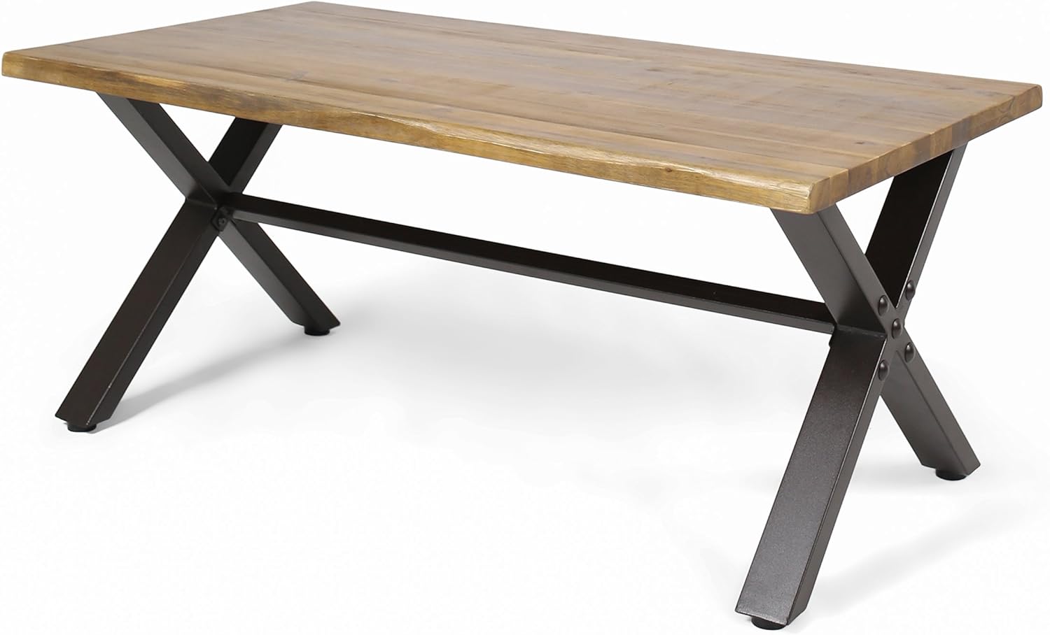 Christopher Knight Home Catriona Outdoor Acacia Wood Coffee Table, Teak Finish / Rustic Metal Brown and Black