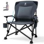 EVER ADVANCED Oversized Folding Camping Chair for Adults with Adjustable Lumbar Support, Heavy Duty Chair with Side Pockets, Portable Collapsible Quad Chair for Outside