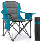 Oversized Padded Camping Chairs for Adults,Heavy Duty Support 400 Lbs,Folding Portable Lawn Chair w/Cup Holder,Cooler Bag,Side Pocket,Perfect for Outdoor Picnic,Hiking(Black)