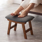 Kitsanery Foot Stool,Ottoman,Bamboo Small Sofa Foot Rest Under Desk,Extra Seating for Living Room, Bedroom and Kitchen (Natural Stool Legs - Beige Surface)