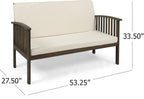 Christopher Knight Home Grace Outdoor Acacia Wood Loveseat, Gray Finish and Cream