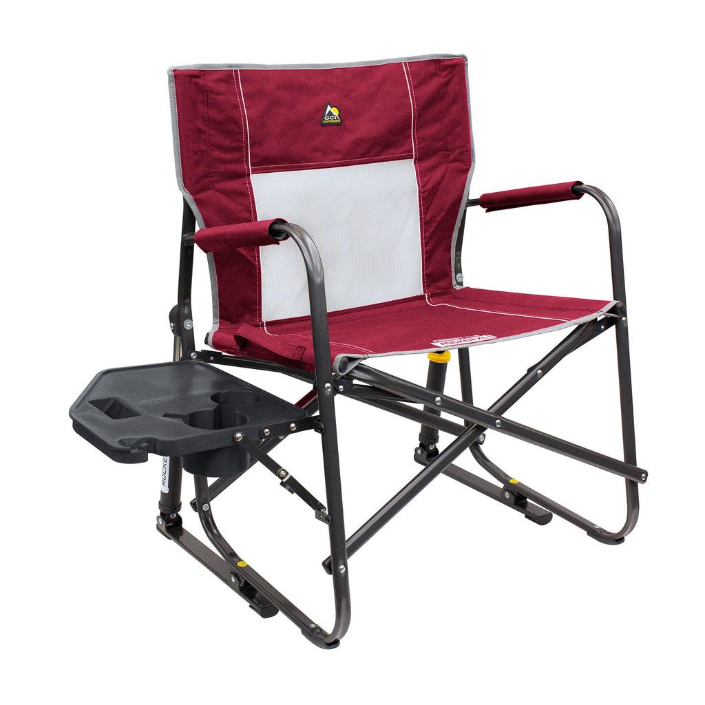 GCI Outdoor Freestyle Rocker Camping Chair | Portable Folding Rocking Chair with Solid, Durable Armrests, Drink Holder & Comfortable Backrest — Indigo Blue