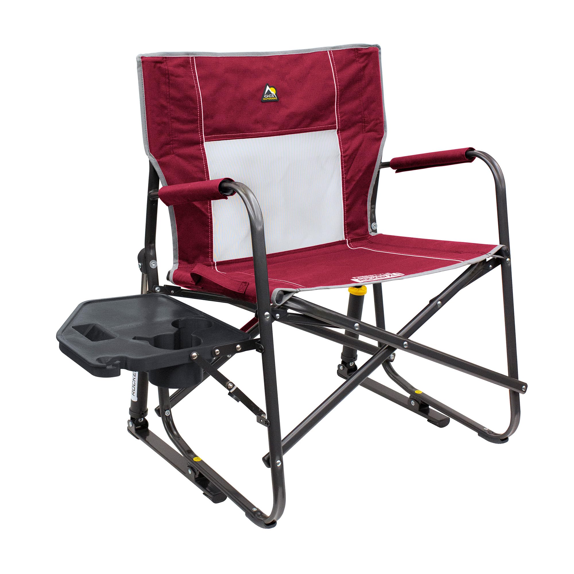 GCI Outdoor Freestyle Rocker Camping Chair | Portable Folding Rocking Chair with Solid, Durable Armrests, Drink Holder & Comfortable Backrest — Indigo Blue