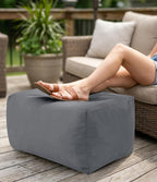 Outdoor Patio Bean Bag Ottoman - Small Beanbag Foot Rest Pouf Rectangular with Shredded Foam Filling, Splash-Proof Detachable Zipper Cover for Relaxing, Beige