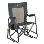 GCI Outdoor Freestyle Rocker Camping Chair | Portable Folding Rocking Chair with Solid, Durable Armrests, Drink Holder & Comfortable Backrest — Indigo Blue