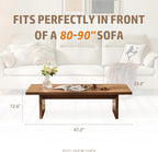 Rectangle Coffee Table, 47" Modern Walnut Living Room Table with Wood Grain Surface, Low Profile Center Table, Japanese Tea Table, 2-Leg Design for Small Apartment Sofa, Walnut Brown