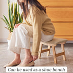 Kitsanery Foot Stool,Ottoman,Bamboo Small Sofa Foot Rest Under Desk,Extra Seating for Living Room, Bedroom and Kitchen (Natural Stool Legs - Beige Surface)