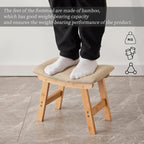 Kitsanery Foot Stool,Ottoman,Bamboo Small Sofa Foot Rest Under Desk,Extra Seating for Living Room, Bedroom and Kitchen (Natural Stool Legs - Beige Surface)