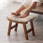 Kitsanery Foot Stool,Ottoman,Bamboo Small Sofa Foot Rest Under Desk,Extra Seating for Living Room, Bedroom and Kitchen (Natural Stool Legs - Beige Surface)