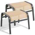 ONBRILL Outdoor Ottoman Foot Rest Set of 2, Textilene Fabric Outdoor Footstool with Tight Surface and Stable Metal Frame, Wide Use Outdoor Ottomans for Patio, Balcony, Poolside and Indoors, Black