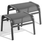 ONBRILL Outdoor Ottoman Foot Rest Set of 2, Textilene Fabric Outdoor Footstool with Tight Surface and Stable Metal Frame, Wide Use Outdoor Ottomans for Patio, Balcony, Poolside and Indoors, Black