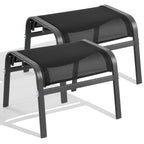 ONBRILL Outdoor Ottoman Set of 2, All Weather Outdoor Foot Stool with Supportive Textliene and Metal Frame, Stackable Oversized Outdoor Foot Rest for Furniture Patio Garden Pool, Beige