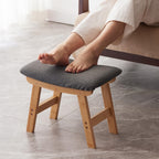 Kitsanery Foot Stool,Ottoman,Bamboo Small Sofa Foot Rest Under Desk,Extra Seating for Living Room, Bedroom and Kitchen (Natural Stool Legs - Beige Surface)