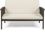 Christopher Knight Home Grace Outdoor Acacia Wood Loveseat, Gray Finish and Cream