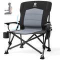EVER ADVANCED Oversized Folding Camping Chair for Adults with Adjustable Lumbar Support, Heavy Duty Chair with Side Pockets, Portable Collapsible Quad Chair for Outside