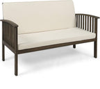 Christopher Knight Home Grace Outdoor Acacia Wood Loveseat, Gray Finish and Cream