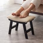 Kitsanery Foot Stool,Ottoman,Bamboo Small Sofa Foot Rest Under Desk,Extra Seating for Living Room, Bedroom and Kitchen (Natural Stool Legs - Beige Surface)