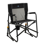 GCI Outdoor Freestyle Rocker Camping Chair | Portable Folding Rocking Chair with Solid, Durable Armrests, Drink Holder & Comfortable Backrest — Indigo Blue
