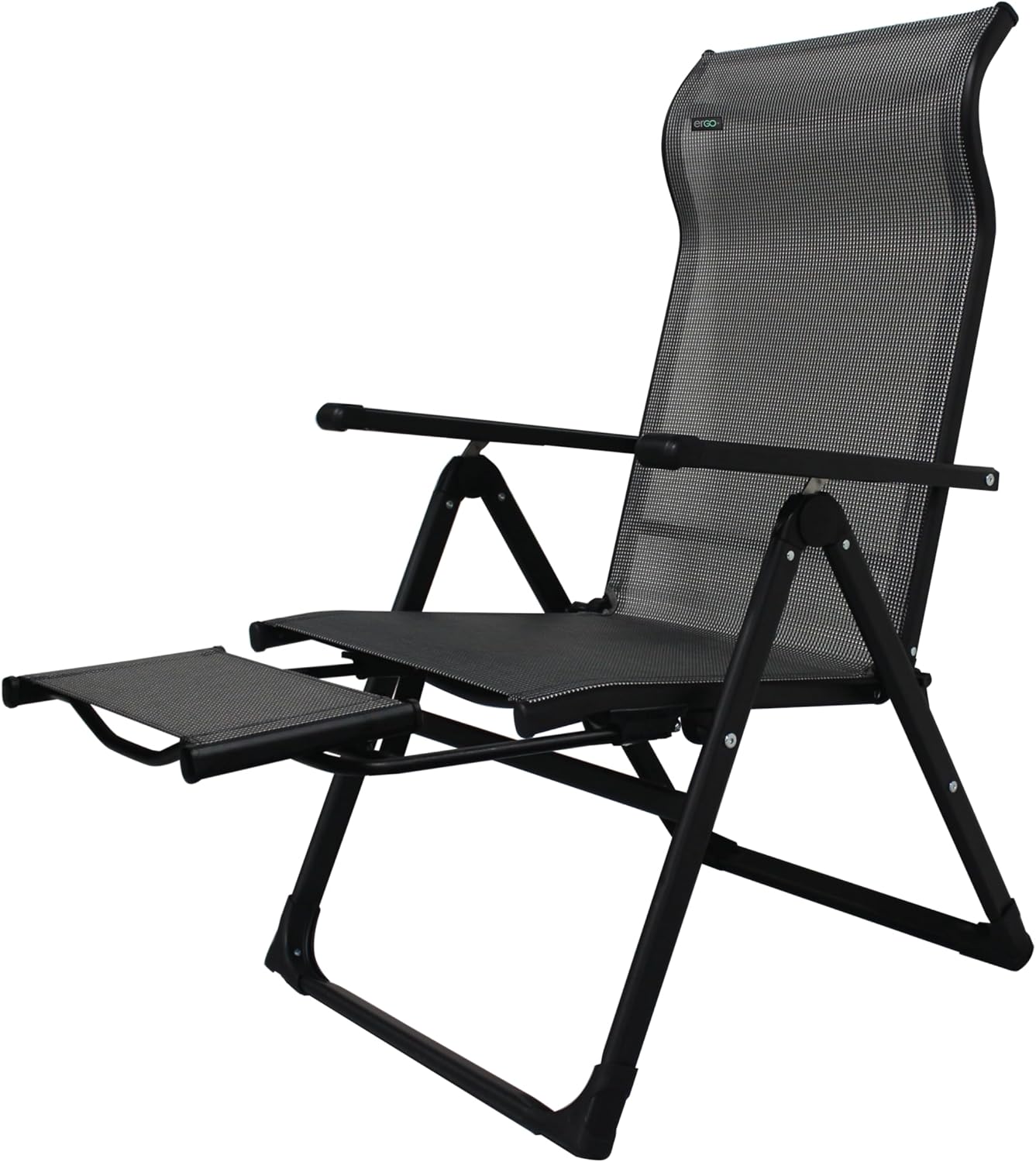 Caravan Sports Ergo+ - Adjustable Outdoor Patio Camping Lounge with Footrest & Headrest, Steel Frame Weather-Resistant Fabric – Folding Outdoor Chair