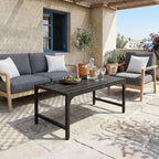 ODK Outdoor Coffee Table, Rectangle Weather-Resistant Patio Coffee Table for Garden, Balcony, Hot Tub, Poolside, Heavy-Duty Metal Frame, Black