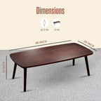 Houseables Japanese Floor Table, Folding Coffee Table, Japanese Desk, Sitting Desk for Floor, Low, Short, Picnic, Dining, Tea, Collapsible, Foldable, Portable, Small Spaces, Chabudai, 39”Lx20”Wx13”H