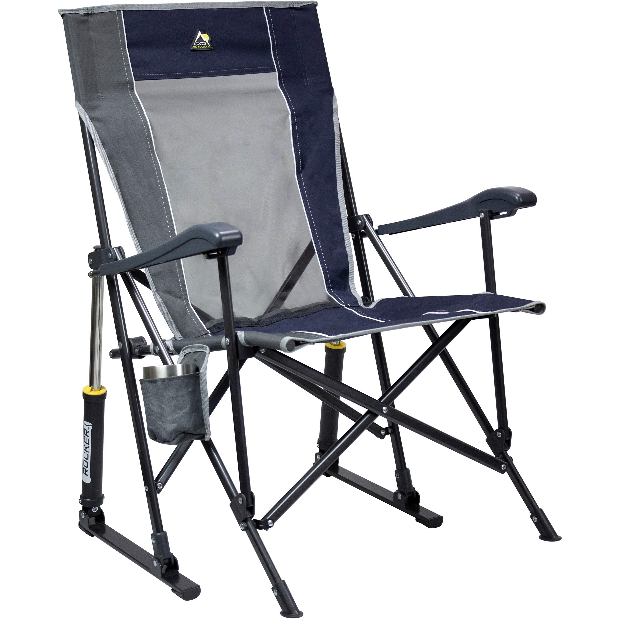 Outdoor Sweet Tea Comfort Pro Portable Folding Rocking Camping Chair with Armrests & Cup Holder