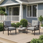 RoyalCraft Patio Loveseat, All-Weather Outdoor 2 Seats Sofa Couch, Khaki Metal Furniture with Beige Cushions