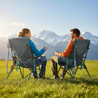 TIMBER RIDGE Oversized Camping Chair with Lumbar Support, Portable Folding Chair Heavy Duty for Adults Supports 450 LBS for Outdoor Camping Lawn, with High Back, Cup Holder, Side Pocket, Blue