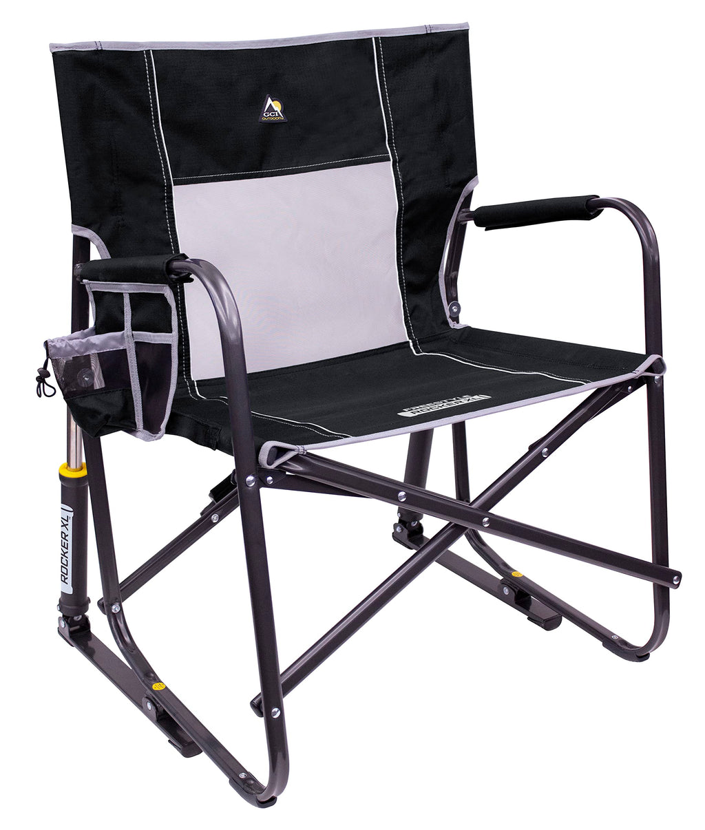 GCI Outdoor Freestyle Rocker Camping Chair | Portable Folding Rocking Chair with Solid, Durable Armrests, Drink Holder & Comfortable Backrest — Indigo Blue