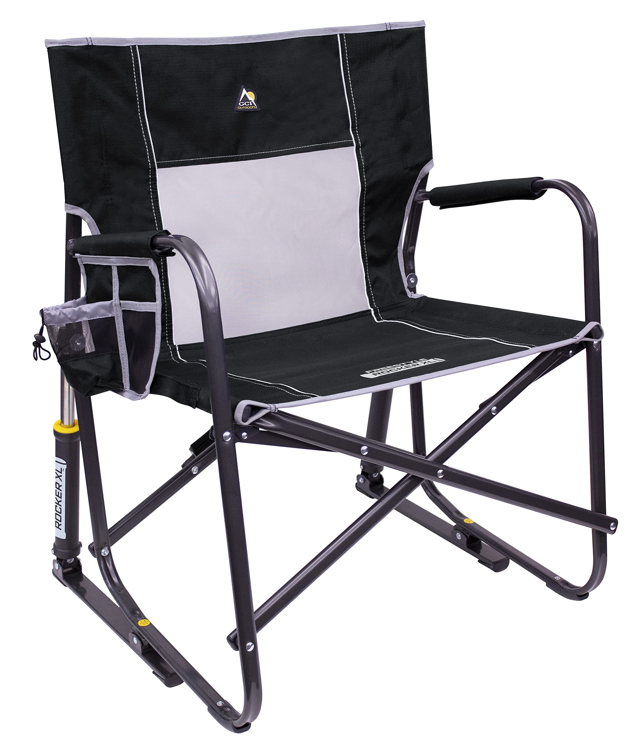 GCI Outdoor Freestyle Rocker Camping Chair | Portable Folding Rocking Chair with Solid, Durable Armrests, Drink Holder & Comfortable Backrest — Indigo Blue