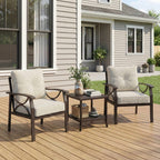 RoyalCraft Patio Loveseat, All-Weather Outdoor 2 Seats Sofa Couch, Khaki Metal Furniture with Beige Cushions