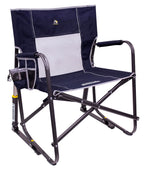 GCI Outdoor Freestyle Rocker Camping Chair | Portable Folding Rocking Chair with Solid, Durable Armrests, Drink Holder & Comfortable Backrest — Indigo Blue