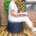 Outdoor Ottoman Outdoor Ottomans for Patio 20x12 Inches Modern Lightweight Foam Stuffed Pouf Outdoor Footstool Footrest Foot Stool Waterproof (Navy Blue)