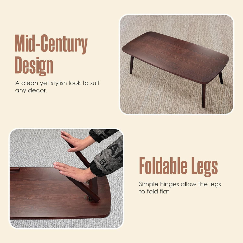 Houseables Japanese Floor Table, Folding Coffee Table, Japanese Desk, Sitting Desk for Floor, Low, Short, Picnic, Dining, Tea, Collapsible, Foldable, Portable, Small Spaces, Chabudai, 39”Lx20”Wx13”H