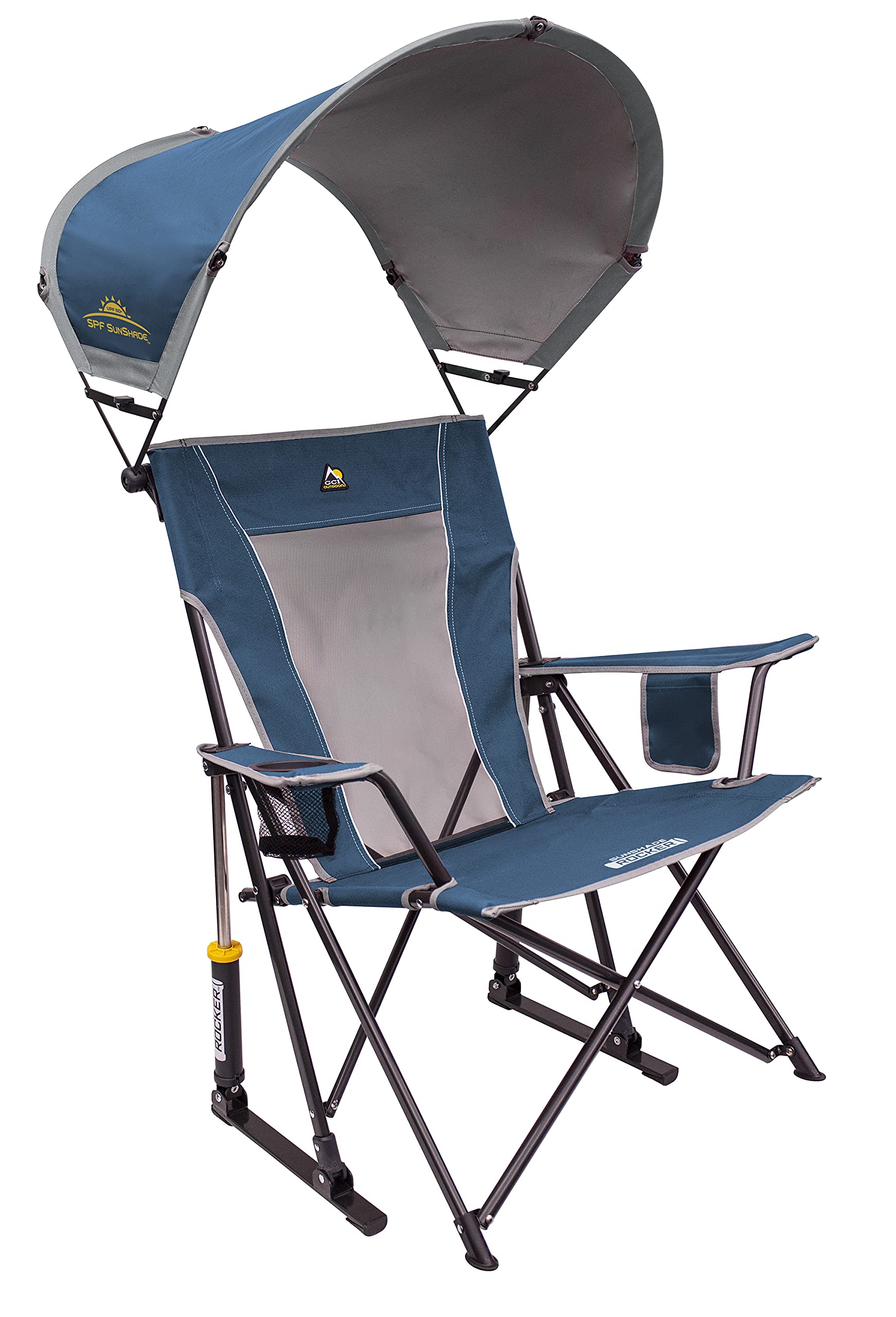 Outdoor Sweet Tea Comfort Pro Portable Folding Rocking Camping Chair with Armrests & Cup Holder